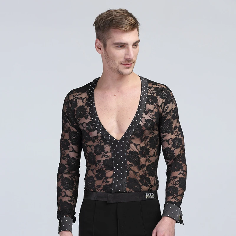 Men's Latin Dance Shirt For Ballroom Dancing Standard Performance