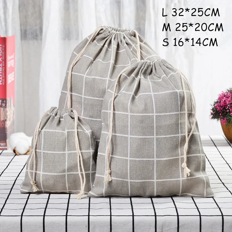 Новая женская многоразовая сумка для покупок унисекс Складная хлопковая клетчатая сумка на шнурке сумки для покупок горячая Распродажа чехол - Цвет: YP01-2