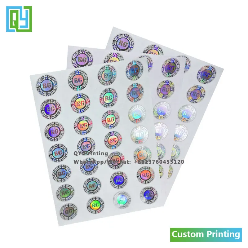 10000pcs 20x20mm 사용자 정의 인쇄 된 포장 레이블 3D 홀로그램 실버 레이저 스티커 높은 Sercurity 포장 레이블 방수 인감