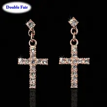 Brincos de zircônia cúbica estilo punk, em ouro rosa, prata, joias da moda para mulheres, atacado