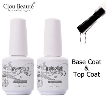 

Clou Beaute Gel Nail Polish 15ml Base Foundation and No Wipe Top Coat Transparent Primer Soak off Lacquer Rose Gold Varnish