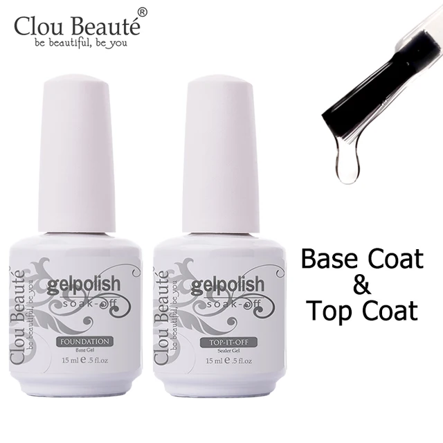 Special Offers Clou Beaute Gel Nail Polish 15ml Base Foundation and No Wipe Top Coat Transparent Primer Soak off Lacquer Rose Gold Varnish