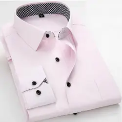 Для мужчин с длинным рукавом Однобортный одноцветное Цвет Camisa, натуральный хлопок удобные дышащие Формальные Бизнес Работа Платье Vestido