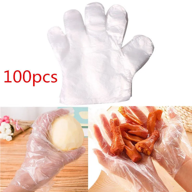 

100 Clear Household Gloves Disposable Plastic Gloves Cleaning Gardening Garden Home Restaurant Disposable Plastic Gloves