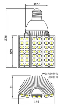 

1pcs/lot 42w 48w Led Street Light E26/27/40 Led Base Corn Light Rotation 360 Degress,ac85-265v Input Voltage,ip54 ,ce Rohs.
