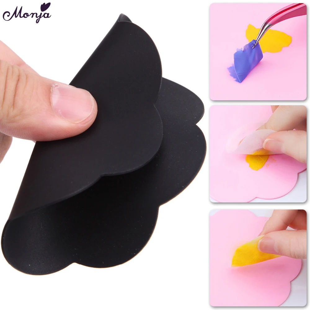 

Monja 2Pcs Silicone Paint Palette Mat Butterfly Plum Blossom 2 Shapes Nail Art Stamping Pad DIY Drawing Tools