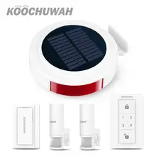 KOOCHUWAH Hosa Wireless Solar Siren GSM Wireless Relay Alarm Monitoring Motion Detector 2G Security Kit Alarm GSM Auto SMS Call