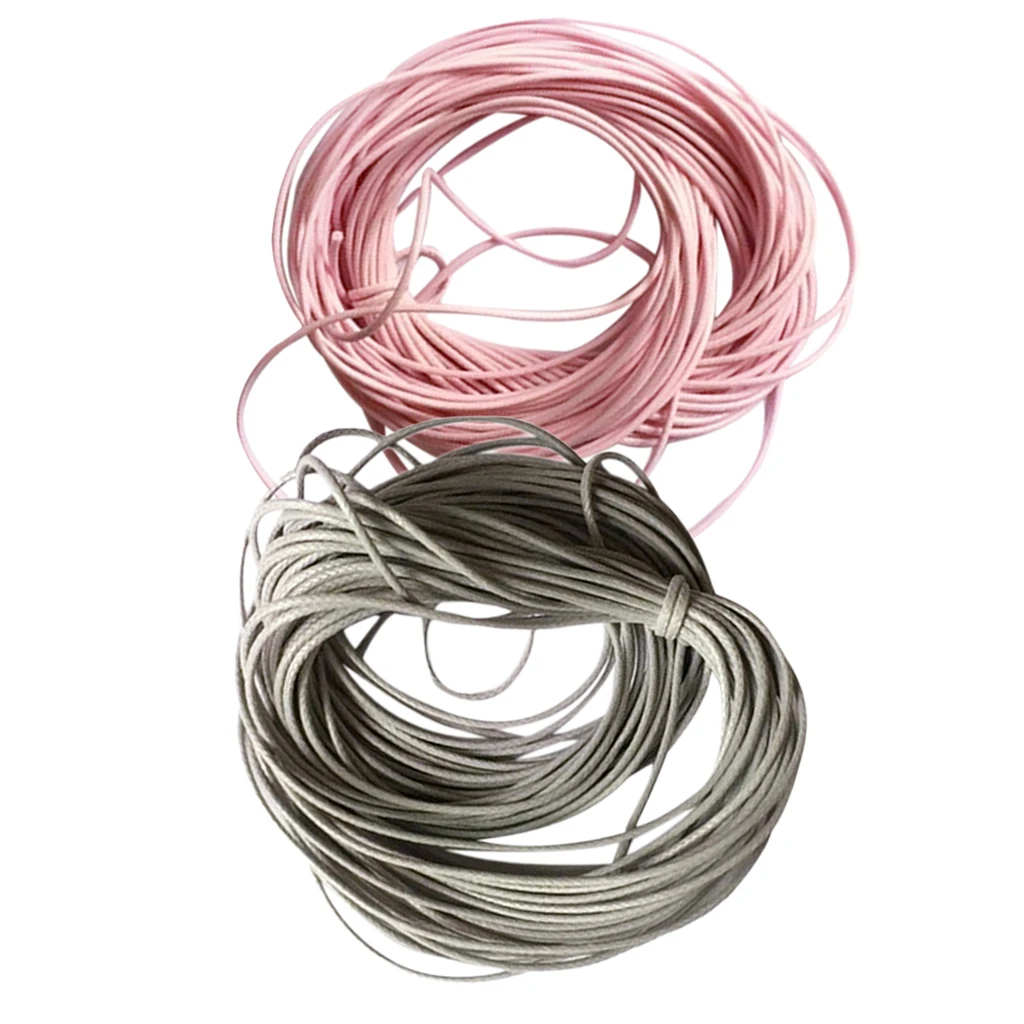 10 M Wax Nylon String Rope DIY Bracelet Necklace Jewelry Making Cord Thread 1mm Diameter Grey and Pink