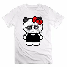 Men t shirt new 2017 cotton simple print pattern casual Hello No Kitty Anger Cat Brand Fitness Clothing Thin Soft Men T-shirt