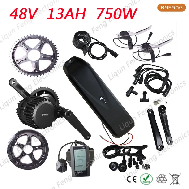 

Electric Bicycle kit 8fun/bafang 48V 750W Motor Wheel BBS02 + 48V 13AH Hailong No.1 E-Bike Lithium ion Battery with USB Port