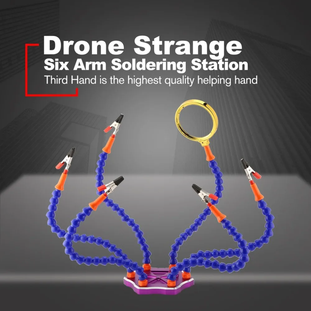 Сварка странная третья рука шесть руку паяльная станция помощник с USB вентилятор Лупа DIY Kit Запасные части для радиоуправляемого дрона