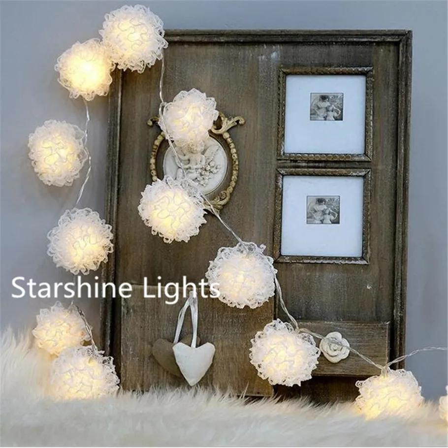 

New Lace ball 10LED Fairy Lights battery operated String Lights bedroom Xmas home Wedding Christmas Garland decoration