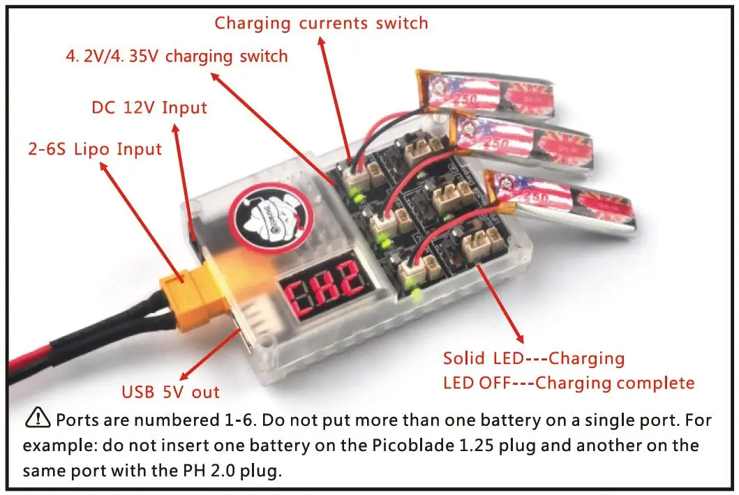 Eachine US65 UK65 FPV гоночный Дрон запасная часть 1S06 6 способ Lipo/LIHV зарядное устройство