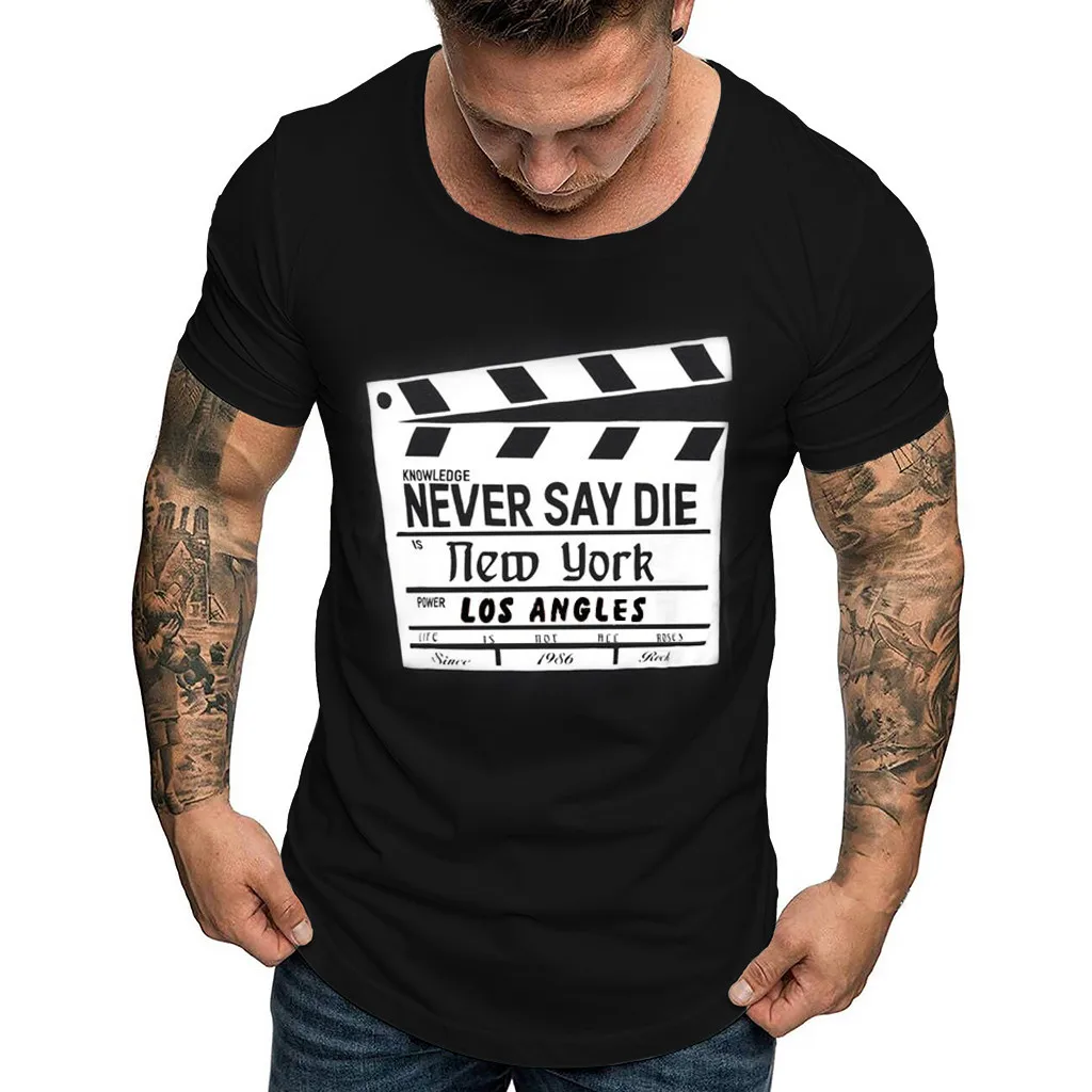 

T Shirt Men 2019 Never say die Print collar camisetas heavy metal hombre Summer Hi-street Oversized Hip Hop Tshirt100% Cotton