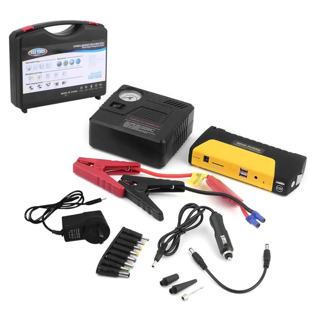 

Portable Auto Engine Car Jump Starter 68800mah USB Emergency Charger Booster Power Bank Battery With Air Pump Set