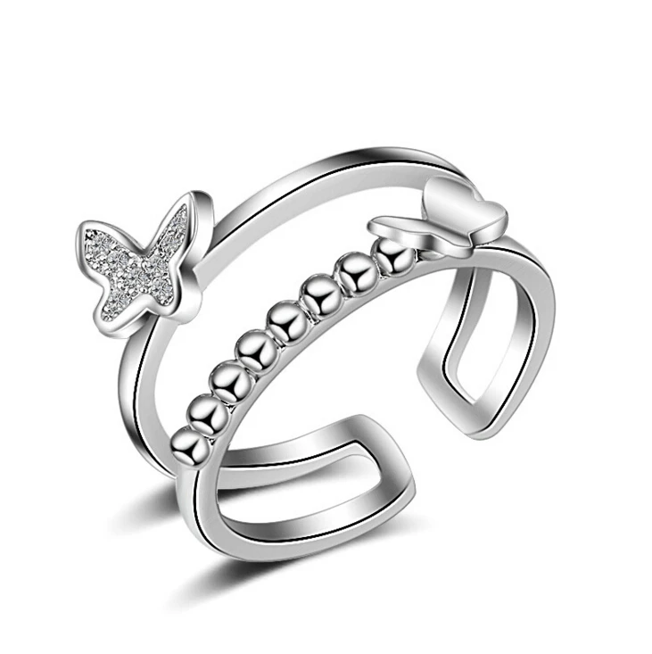 Download Rhinestones 925 Sterling Silver Double Layer Butterfly ...