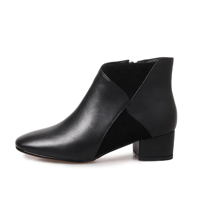 Femelle Fermeture En Ft436 Chaussures À Femmes Cuir Cheville 2018 Géométrique Noir Phoentin Talons Bottes Véritable Carré Bout Glissière Femme Nouvelle Med xHzqwxUYR