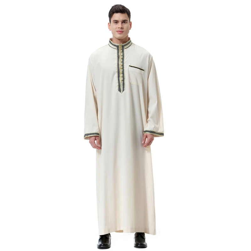 * Модные для мужчин халаты мусульманская одежда с длинным рукавом вышивка Арабский Дубай индийский Ближний Восток исламский человек