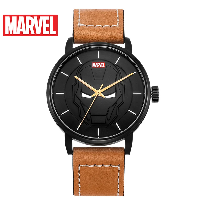 Мужские железные кварцевые часы Marvel мстители с кожаным ремешком роскошные