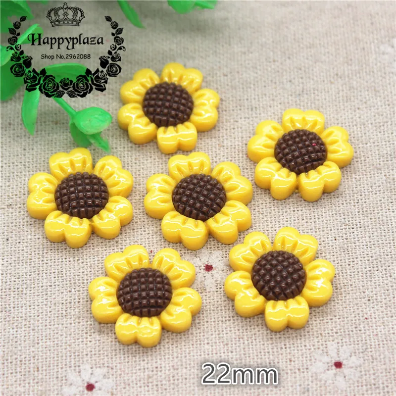 

20pcs 22mm Kawaii Resin Sunflower Flatback Cabochon DIY Jewelry Phone Craft Decoration