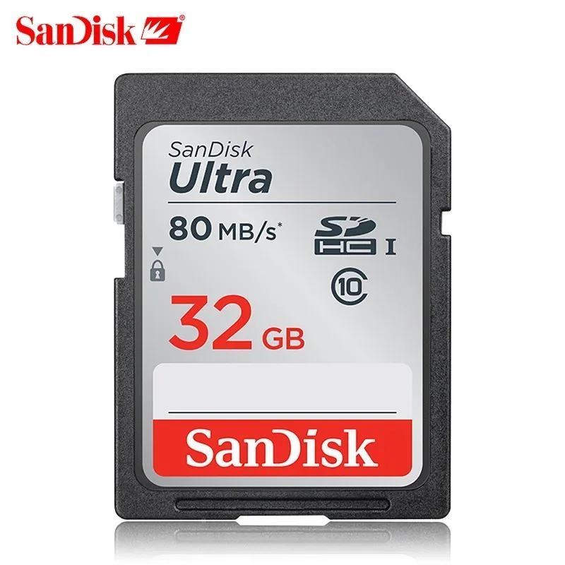 Карта памяти SanDisk Ultra, 128 ГБ, 80 МБ/с./с, класс 10, SD, SDHC, SDXC, SD карта, 32 ГБ, 16 ГБ, 64 ГБ, для камеры, поддержка официальной проверки - Емкость: 32GB CLASS10