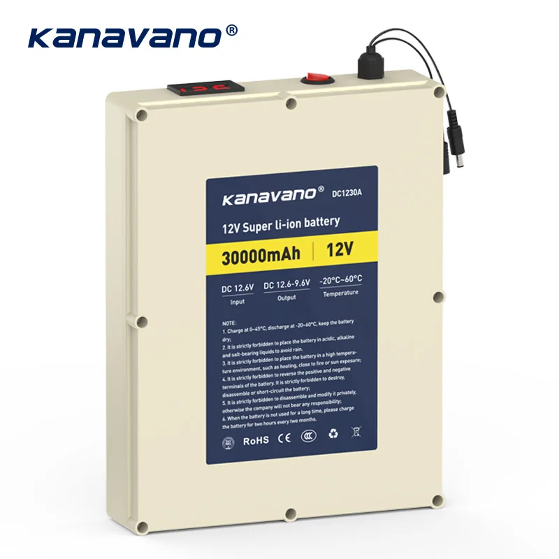 

12V 30ah 18650 Rechargeable Lithium-ion Battery Pack Portable Super Capacity li-ion LiFePO4 cell with USB or screen and BMS