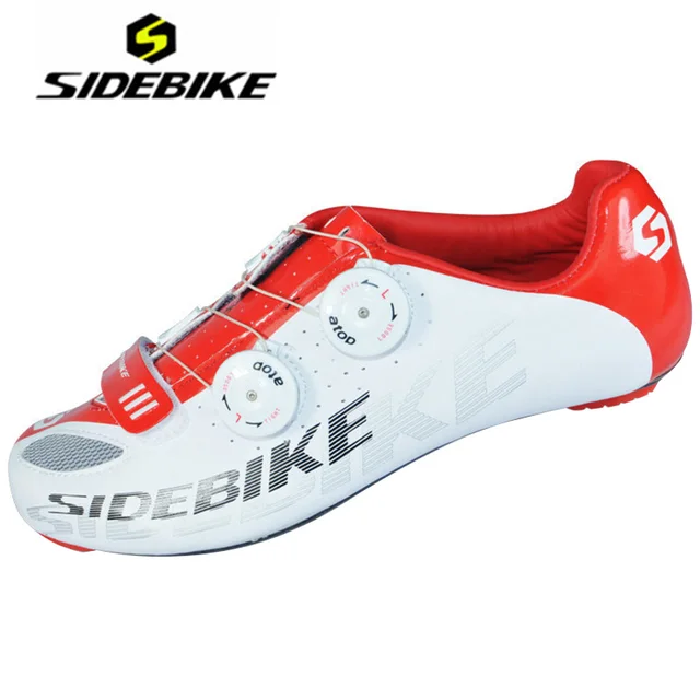 Cheap SIDEBIKE Carbon Fiber Road Bicycle Cycling Shoes Bike Zapatillas Ciclismo Deportivas Hombre Bicicleta Carretera Hook & Loop  