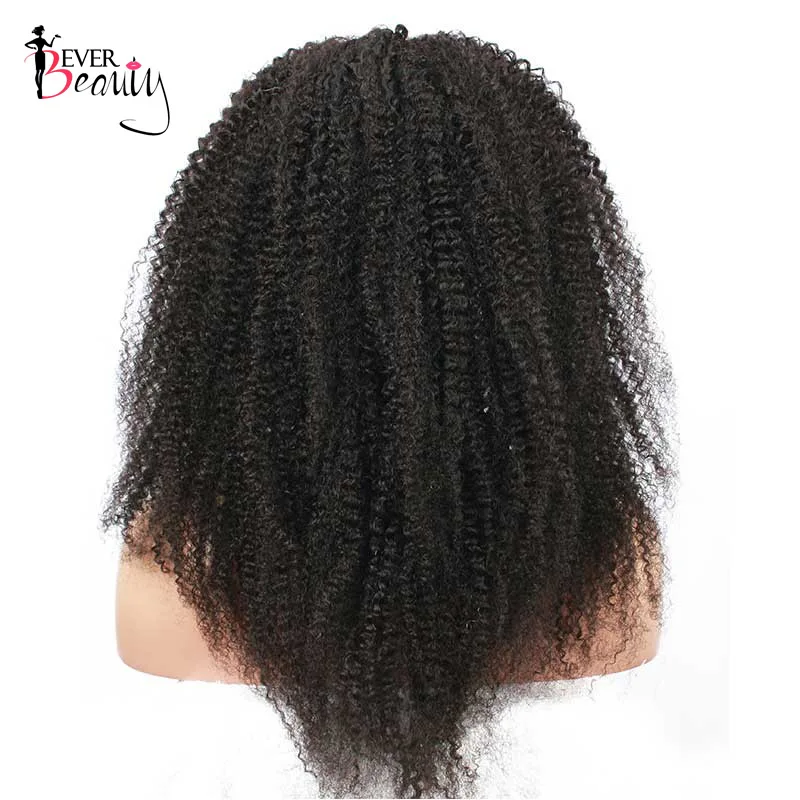 Бразильские 4B 4C афро кудрявые вьющиеся волосы на фронте шнурка человеческие волосы парики предварительно выщипанные волосы 130% плотность кружева передние парики Ever beauty Remy