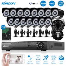 KKMOON 16CH Full 1080N/720 P HDMI Onvif аналоговая камера высокого разрешения, система видеонаблюдения, цифровой видеорегистратор, набор 1500TVL наружная камера безопасности+ 2 T HDD 16*720 P IR Bullet камера