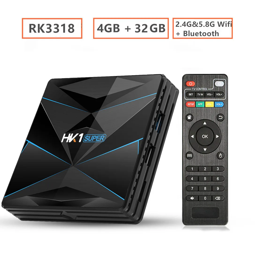 Transpeed Android 9,0 ТВ приставка Google Assistant RK3318 4K 3D Ultra 4G 64G tv Wifi Play Store bluetooth быстрая приставка - Цвет: 4G 32G TV BOX