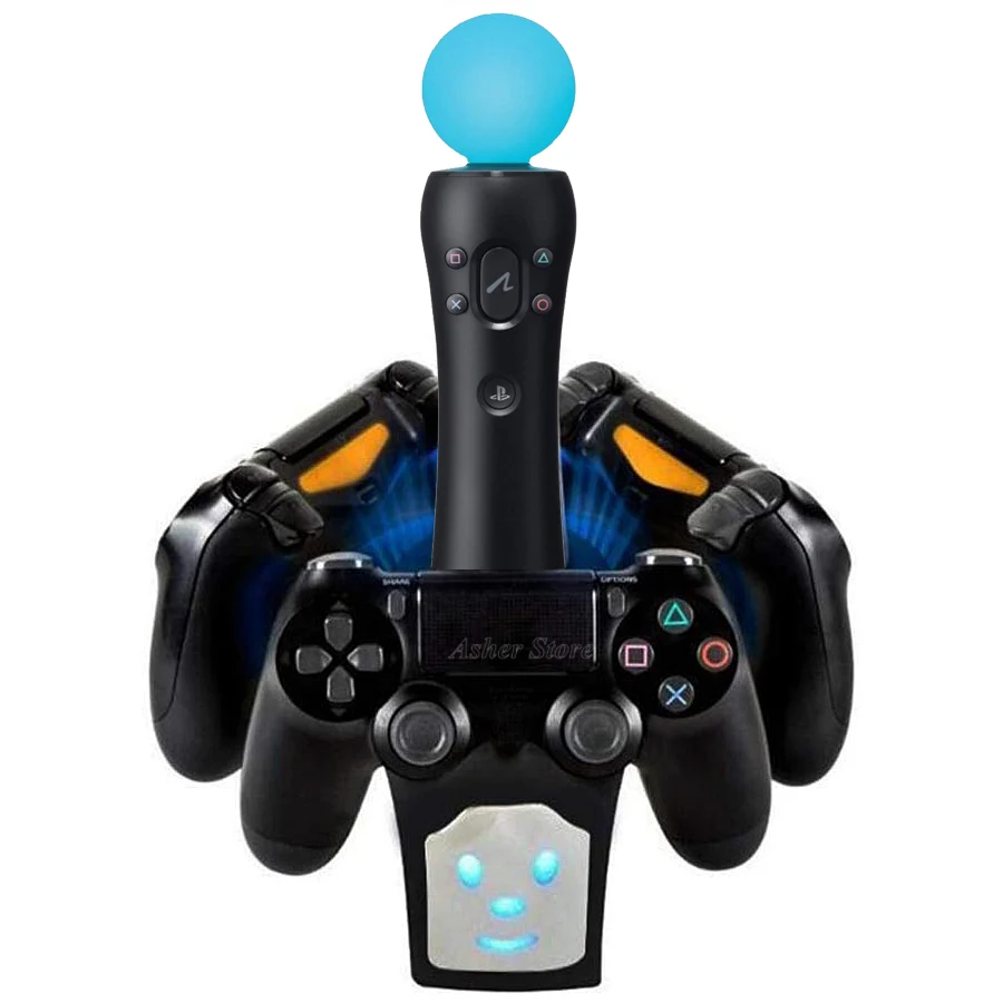 4 в 1 PS4 PS VR Move charger Stand светодиодный Быстрая Зарядка Док-станция для sony Playstation 4 Play станция PS 4 PSVR Move аксессуары