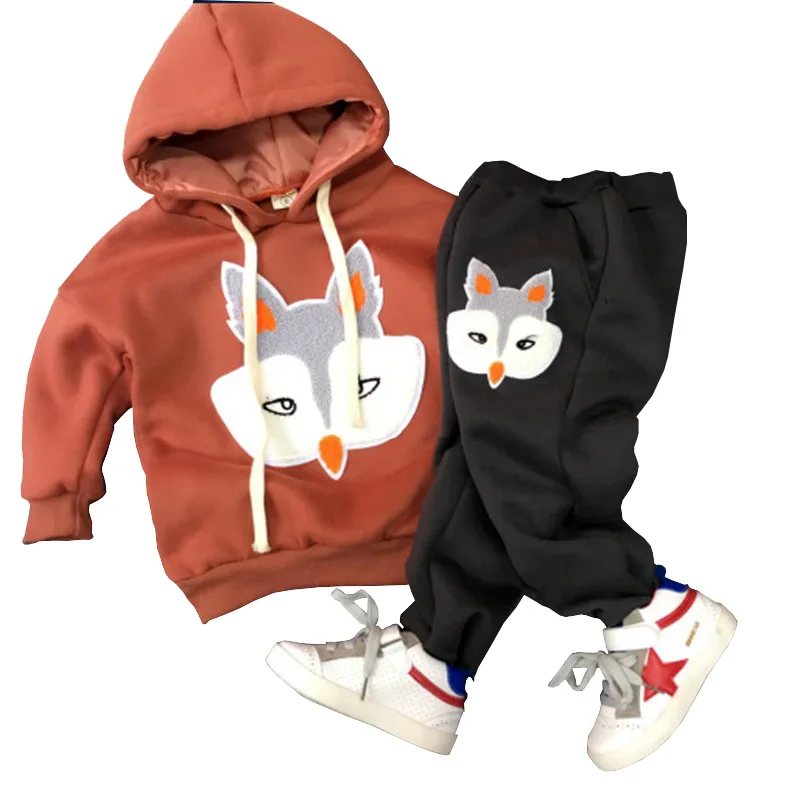 

Spring Autumn Baby girls Cotton outfits  Fox  printing  Unisex Sport suit clothing set  children hoodies pants kids clothes set