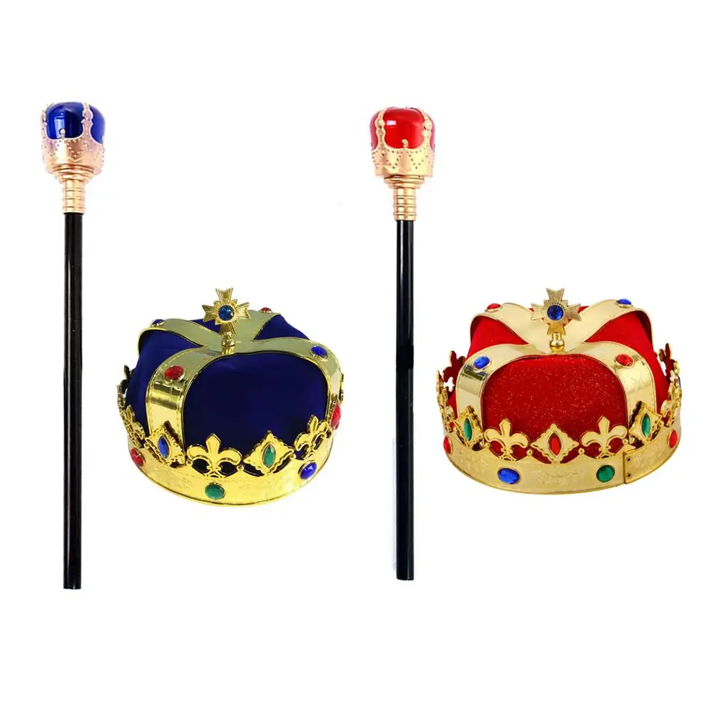 

Kids Royal Crown And Scepter Set Birthday Cosplay Costume Props King Queen Fancy Dress For Boys Girls Stage Show Performance