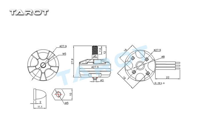 Ormino Таро MT2204 2300KV самоблокирующийся CW CWW бесщеточный двигатель TL400H5 серебристый