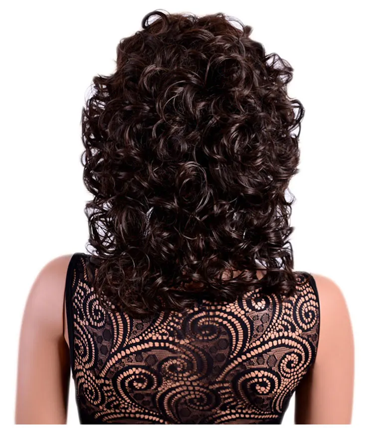 MSI Wigs женские коричневые вьющиеся синтетические парики с челкой термостойкие афро Средний Омбре парик для женщин
