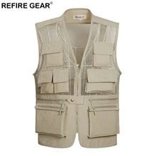 Refire Gear Breathable Fishing Mesh Vest Men Outdoor Photographer Sleeveless Jacket Lightweight Quick Dry Multi-Pocket Vest