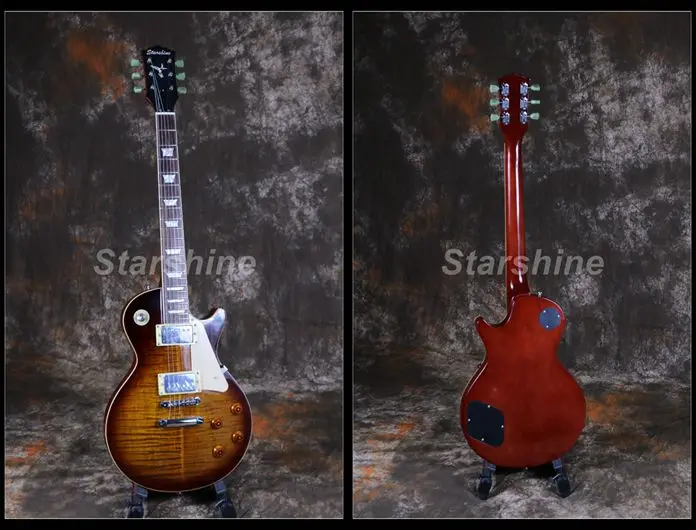 

Starshine Electric Guitar CC-XLP4 Flamed Maple ABR Bridge Good Pickups Standard Style Dark Tobacco