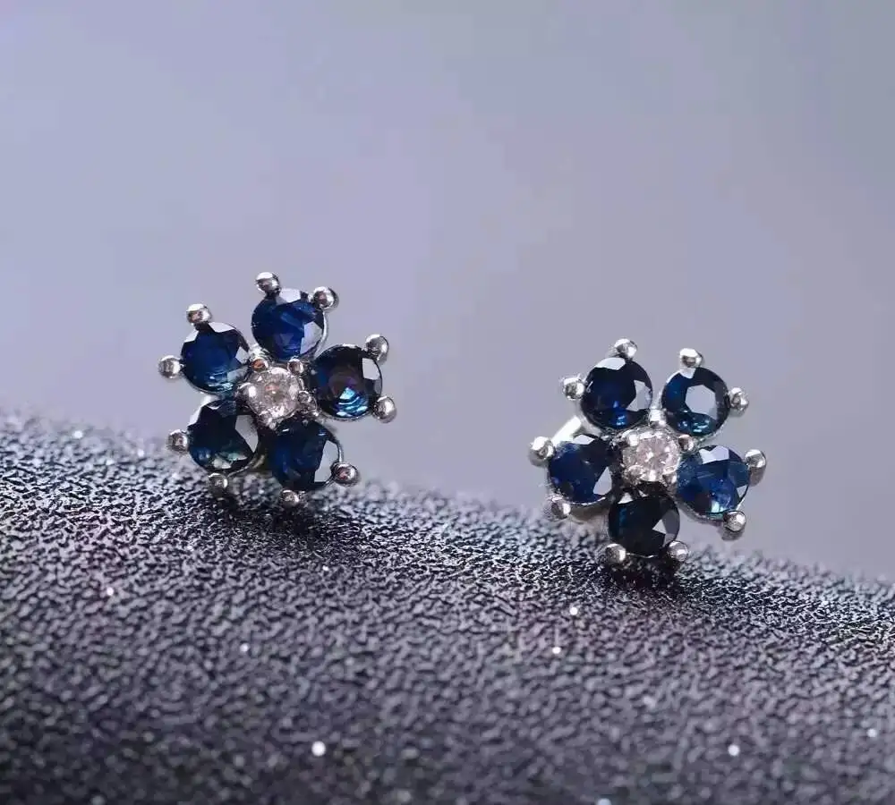 Серьги женские из серебра 925 пробы с натуральным сапфиром | Украшения и