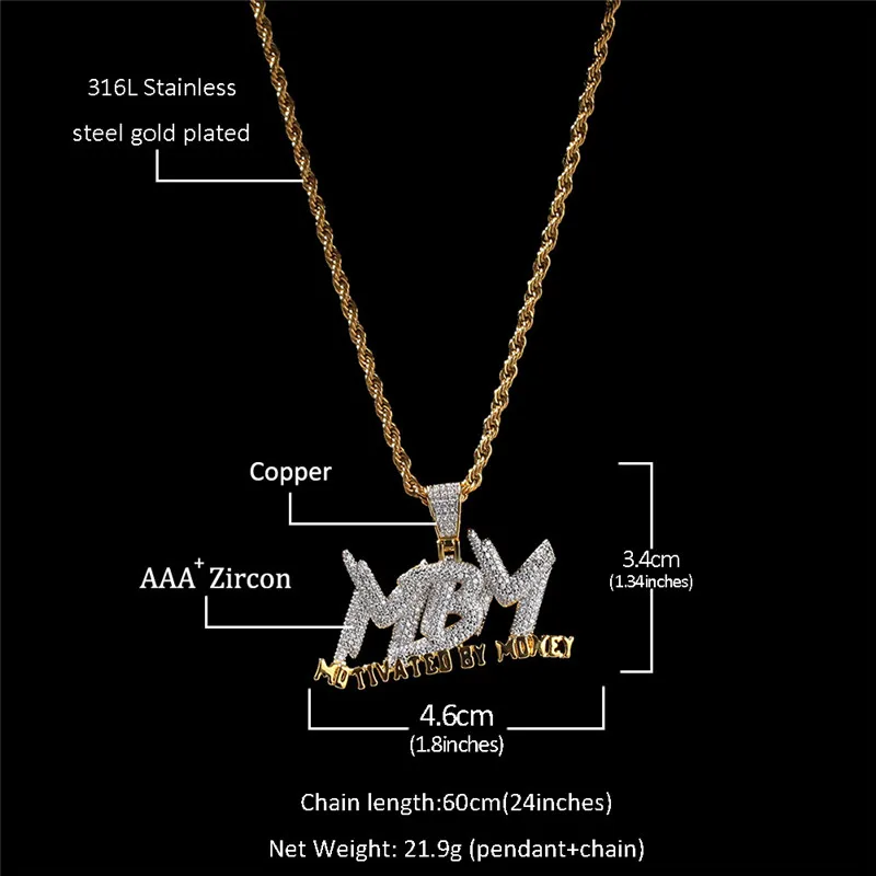 Ожерелье с подвеской в виде надписей, Новое поступление, AAA циркон, 2 цвета, мужские подвески, ожерелье, модные ювелирные изделия в стиле хип-хоп, подарки
