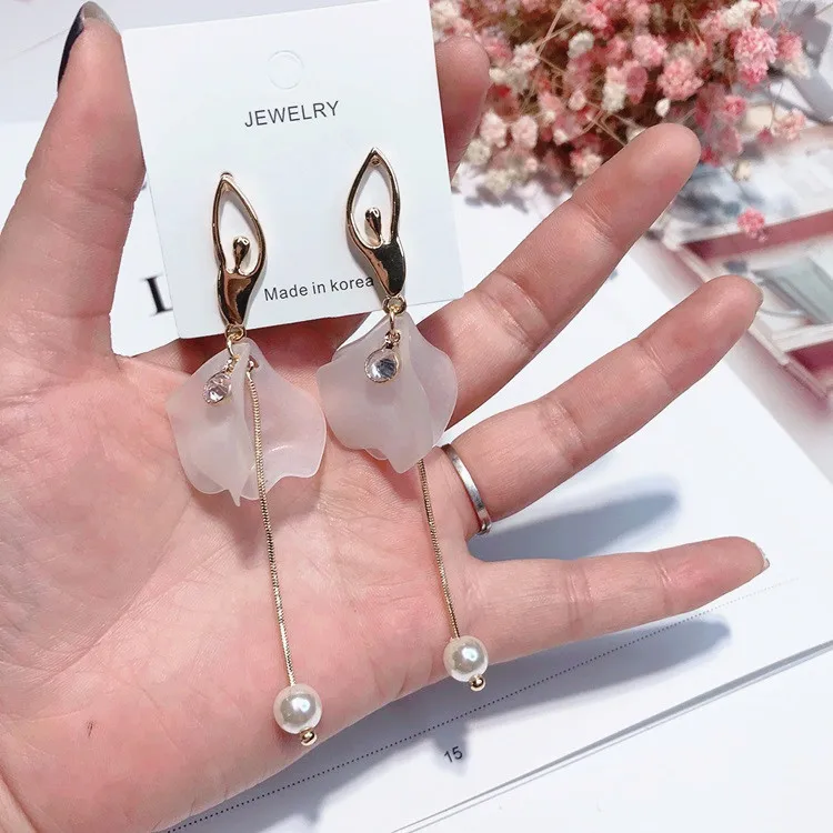 MENGJIQIAO 2018 новые корейские Изящные балерины акриловые лепестки цветок Длинные