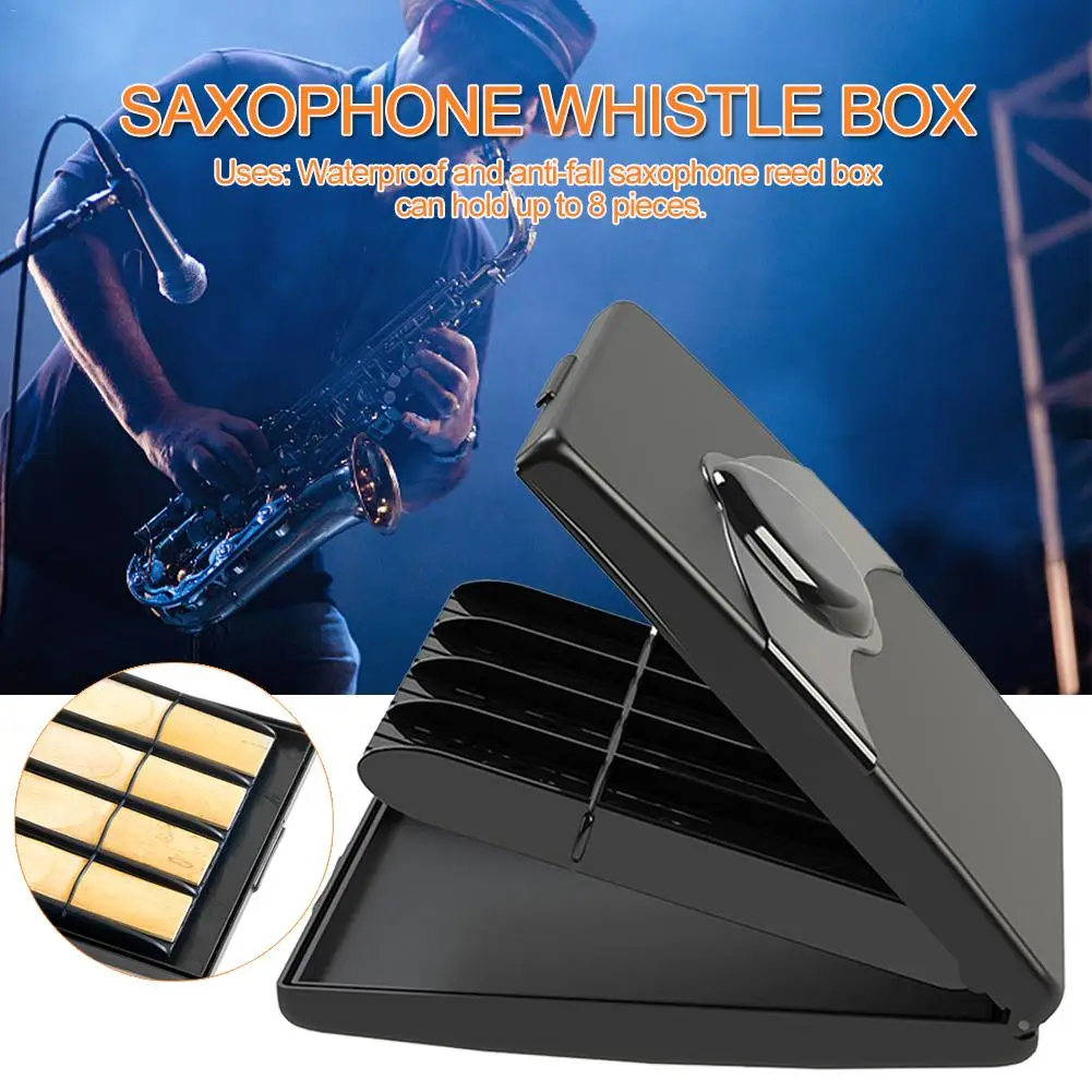 

High Quality Sax Clarinet Reeds Case Holder Box Black ABS 8pcs Reeds Capacity For Saxophone Clarinet Reeds Woodwind Instruments