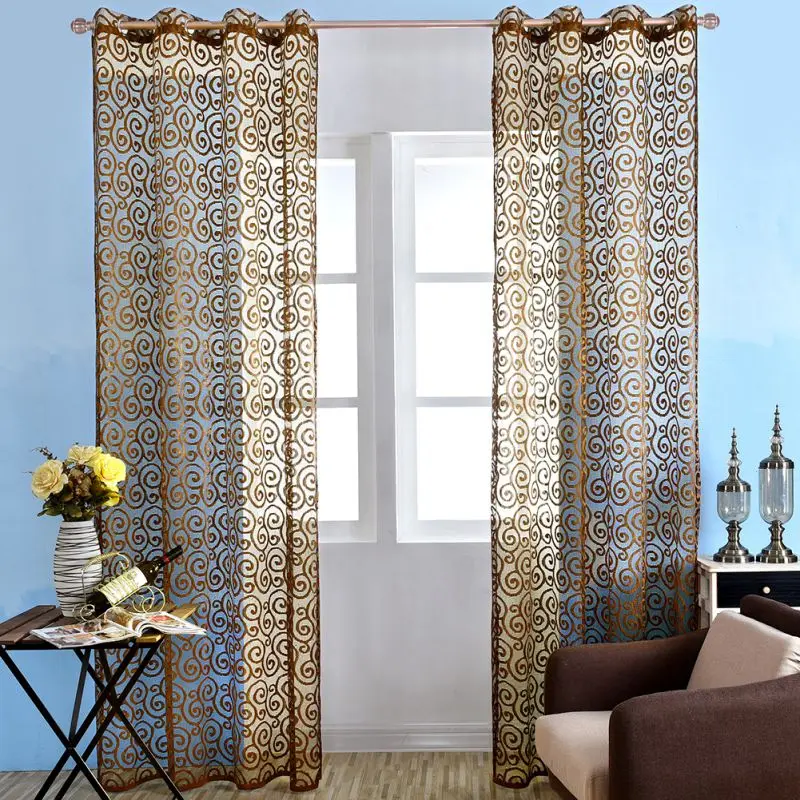 1m*2m Bending Hooks Print Bubble Curtains Bedroom Translucent Vine