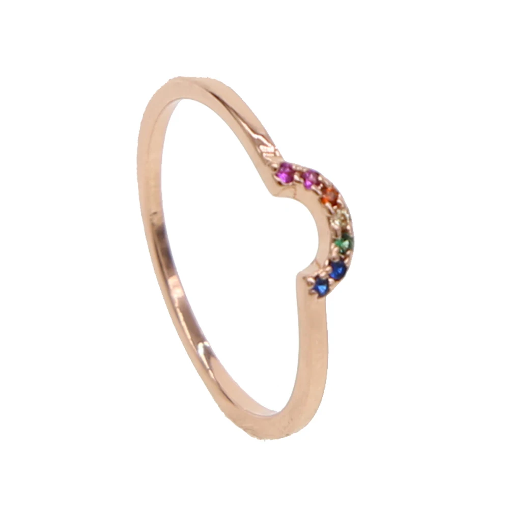 Прелестный Радужный мост для женщин и девочек, подарок на свадьбу, обручальное кольцо, ювелирное изделие, разноцветное CZ AAA Brincos, красивые парные кольца