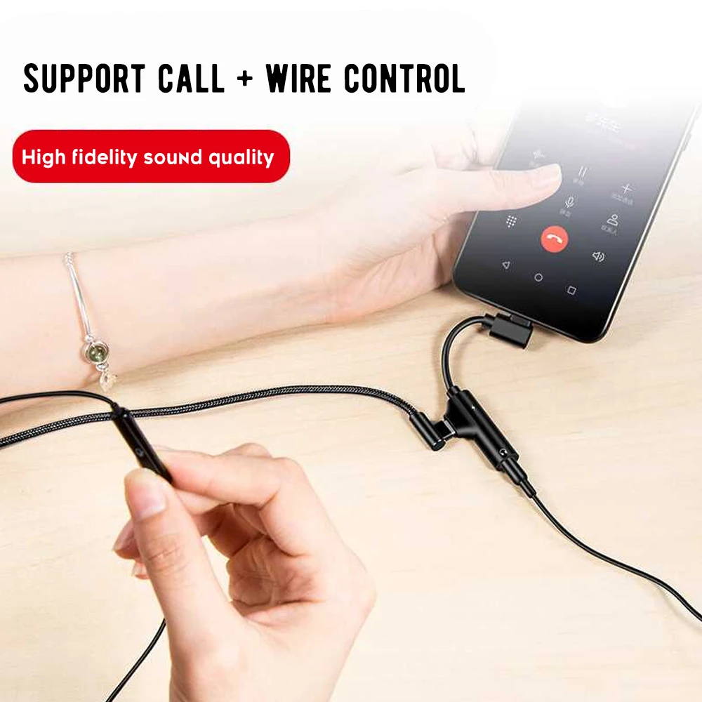 Type C To 3.5 mm Earphone Jack Adapter 2 in 1 USB C Audio Cable Converter Charging Splitter Headphone Adapter For Samusng A30