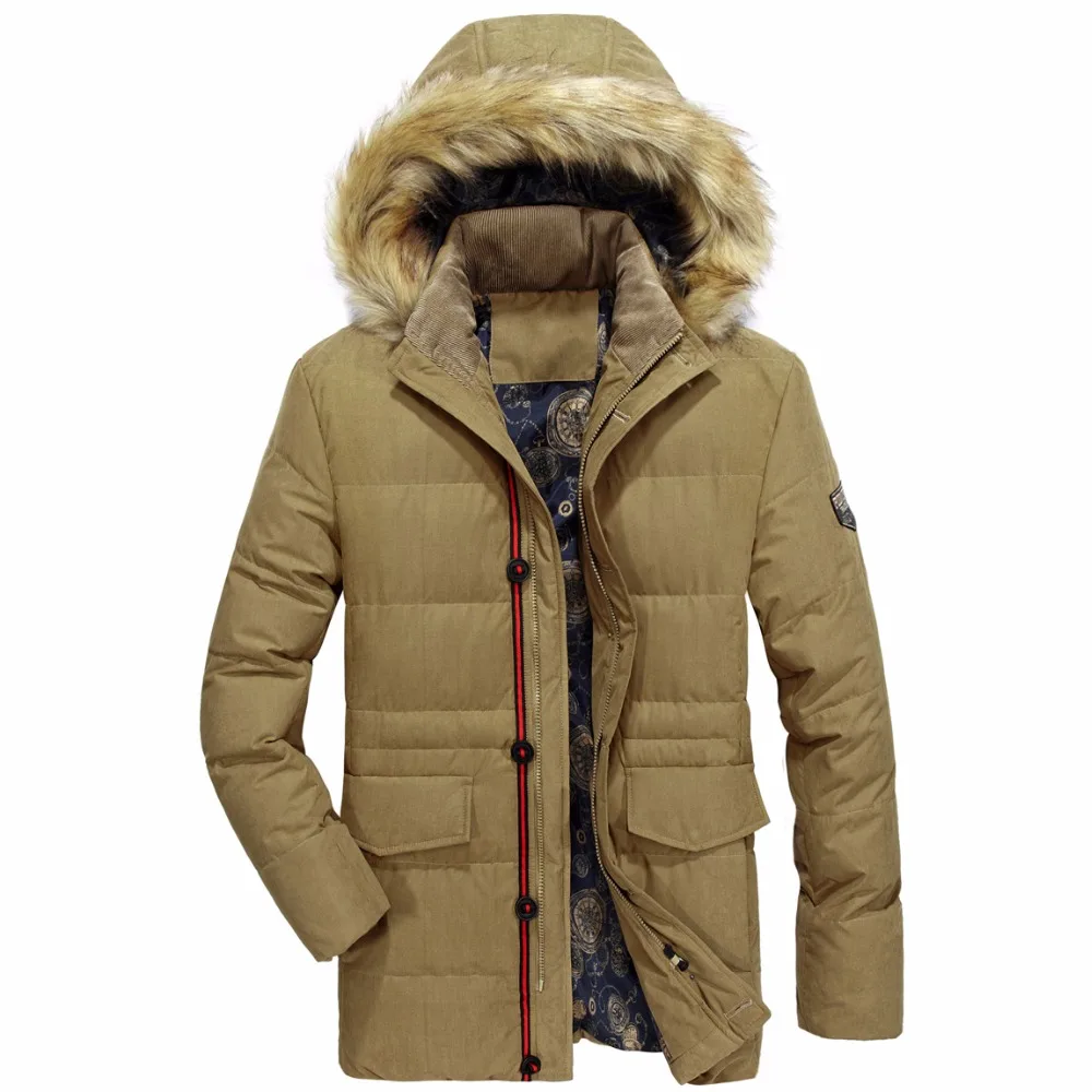

Long Winter Coat Cotton Parka Mens Winter Jacket Faux Fur Hooded Jacket Men Thermal Cotton Coat Winter clothes