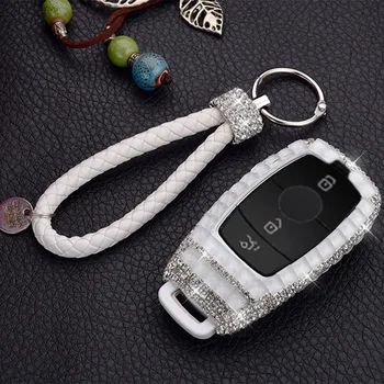 

Female Luxury Diamond Crystal Shining Car Key Case Cover for Mercedes Benz E Class W213 E200 E200L E300 E300L 2016 2017 2018