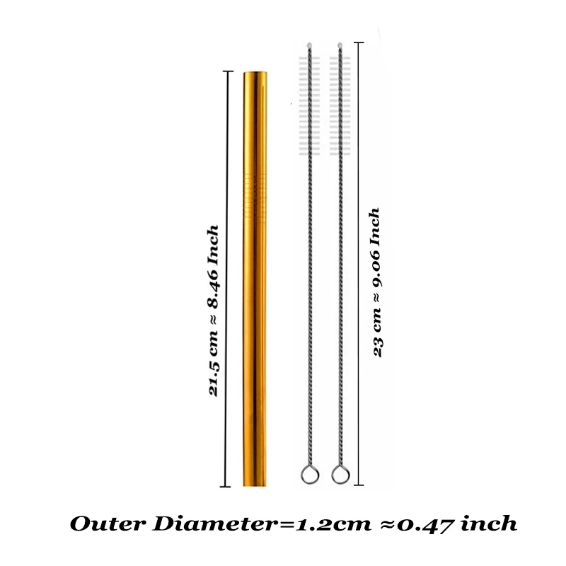 5 шт. Экологичная многоразовая солома из нержавеющей стали 304, солома из металла для смузи, набор соломинок для питья с кистью и сумкой - Цвет: Rose gold MA1