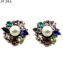 Новое поступление, модные цвета, Имитация жемчужной сережки, серьги-гвоздики с кристаллами для женщин, подарок на день рождения для девочек