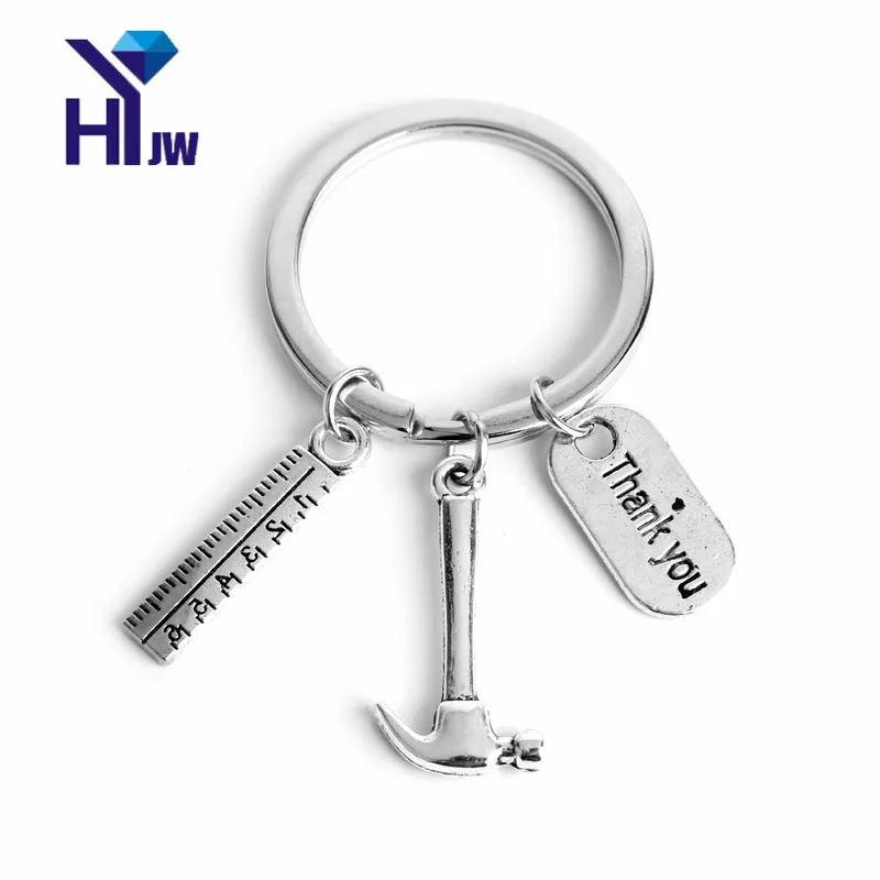 HEYu Charm Jewelry Rue Hammer Thank You Dog Tag Pendant Keychain Metal Keyrings Key Holder Tool Accessories Clef Souvenirs | Украшения и