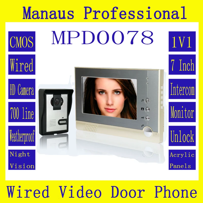 

High Quality One to One Video Doorphone Kit Configuration Smart Home 7 inch Screen Touch Video Intercom Phone D78b